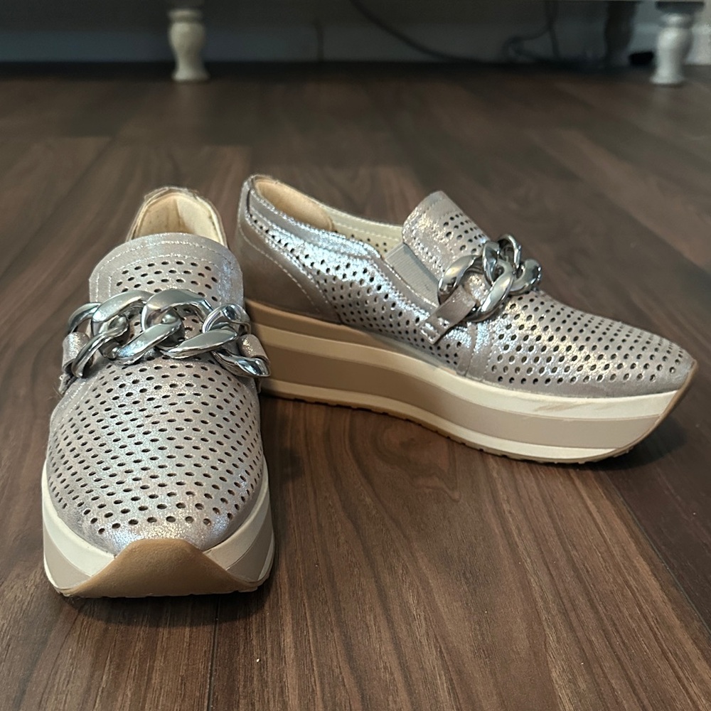 Dolce Vita Metallic Silver Platform Loafers